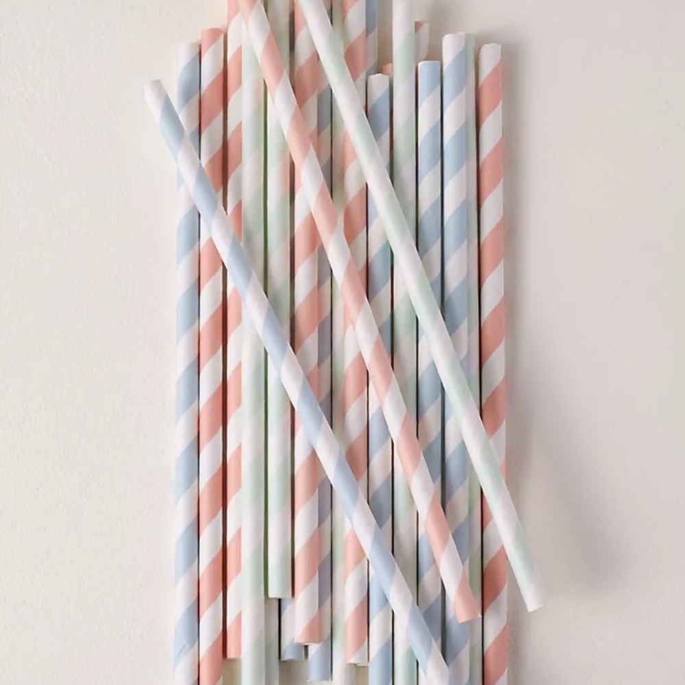 NWT/Sealed Meri Meri Pastel Stripe Paper Straws From Anthropologie [Set of 24]